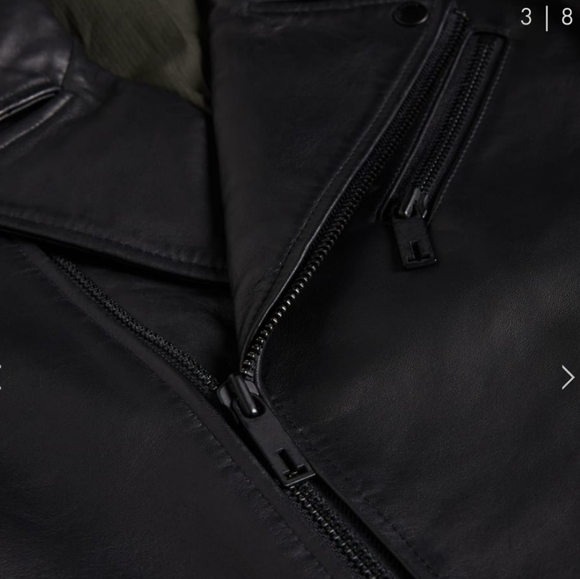 Ted Baker Carve Leather Biker Jacket in black Ted's size 6- US XXL new no tag - Picture 3 of 17